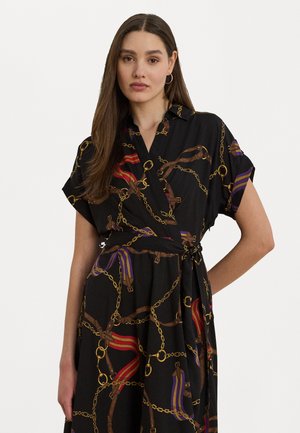 BELTING-PRINT BELTED CREPE DRESS  - Päevakleit - black multi