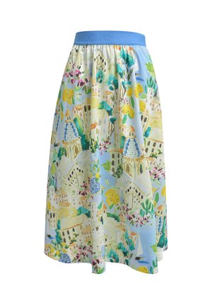MILANO ITALY, MILANO ITALY MIDIROCK MIT ELASTIKBUND UND DOLCE VITA PRINT - A-Linien-Rock - light blue print