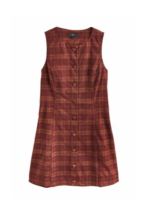 Next, CORD BUTTON THROUGH MINI DRESS - Day dress - burgundy red check