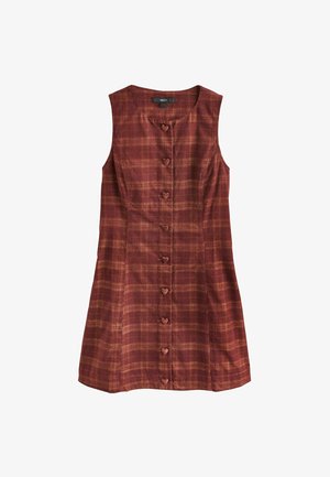Next, CORD BUTTON THROUGH MINI DRESS - Day dress - burgundy red check