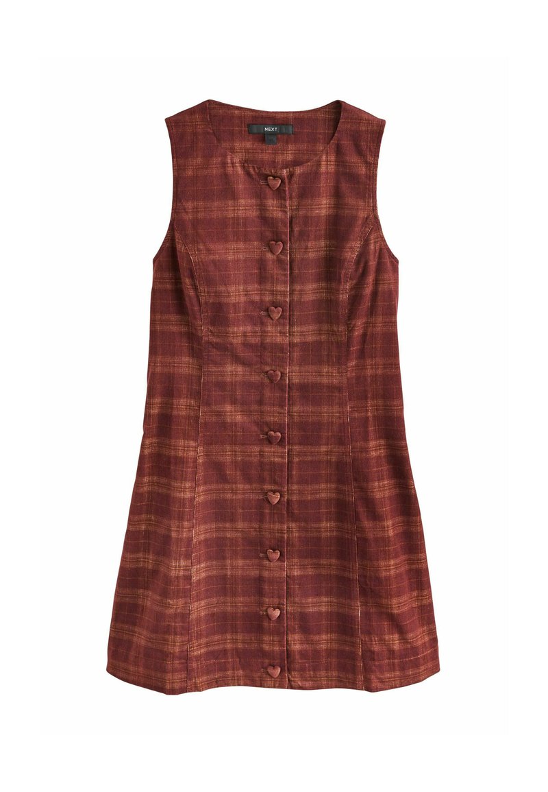 Next CORD BUTTON THROUGH MINI DRESS - Robe chemise - burgundy red check ...