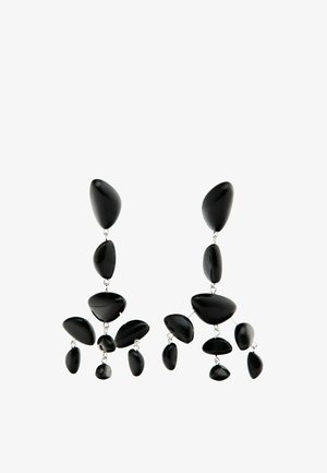 Massimo Dutti, HOOP EARRINGS WITH RAISED DESIGN 04605835 - Oorbellen - black