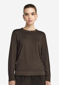 Falconeri ROUND NECK - Stickad tröja - braun chocolate garment dyed