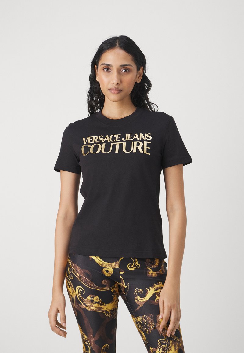 Versace Jeans Couture - LOGO THICK FOIL - Printtipaita - black/gold, Suurenna