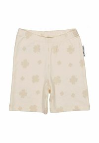 Lyse beige bomulds shorts med et blødt blomstermotiv. Har elastisk talje og glat tekstur. Velegnet til afslappet brug.