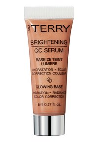 Helle CC-Serum in einer bronzenen Tube mit einem silbernen Deckel. Aufschrift "Strahlende Basis" und "Hydration - Strahlkraft - Farbkorrektur", 8ml.