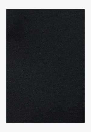 Zwarte stof met een gladde textuur en een subtiel ribbelpatroon, geschikt voor verschillende kledingtoepassingen. Geen zichtbare accenten of hardware.