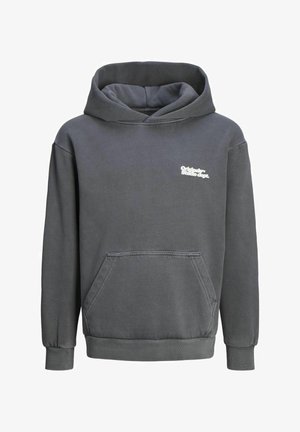 Siva kapuca s kapuco z zadrgo, s sprednjo žepno, rebrastimi manšetami in robom. Ima majhen bel logotip na levem predelu prsi. Mehka, teksturirana tkanina.