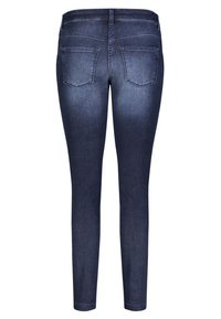 Slim fit jeans i mörk tvätt av denim, med en slät yta, femficksdesign och minimalistisk sömnad. Åtsittande mot ankeln.