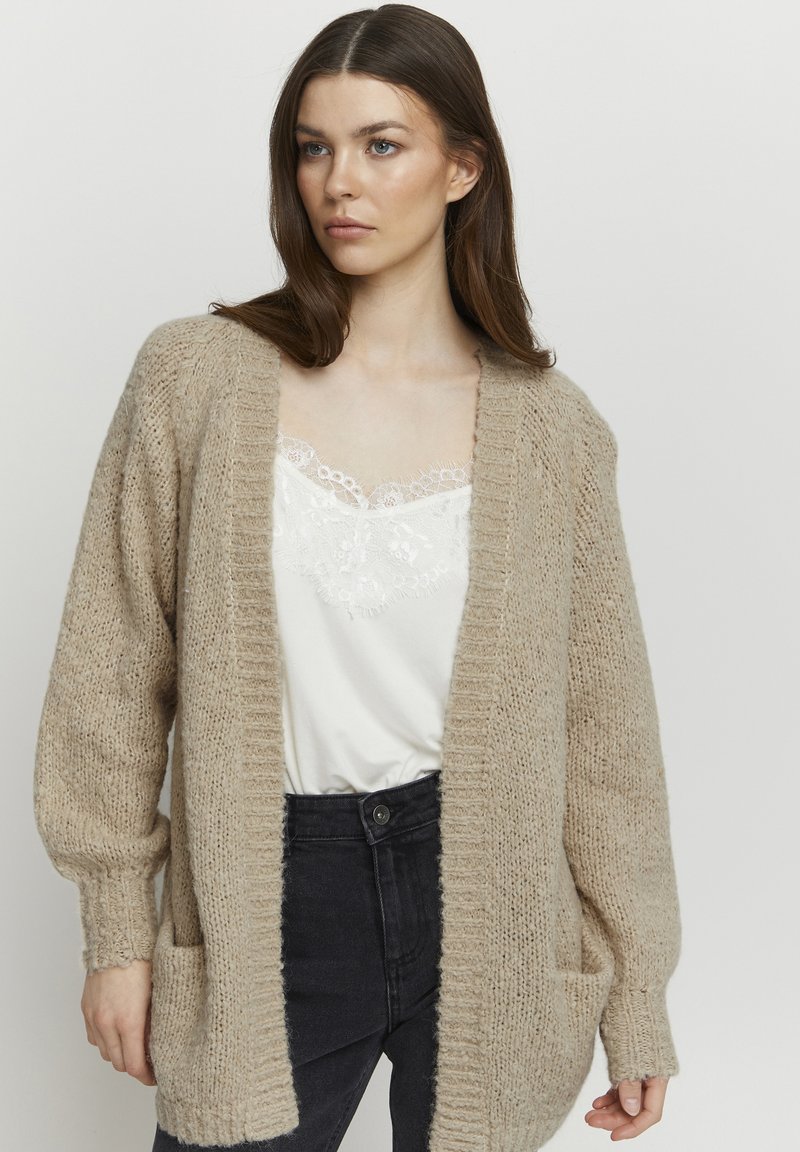 Cardigan in maglina leggera con apertura con bottoni - Beige - Taglie Cardigan in maglina leggera con apertura con bottoni - Beige - Taglie