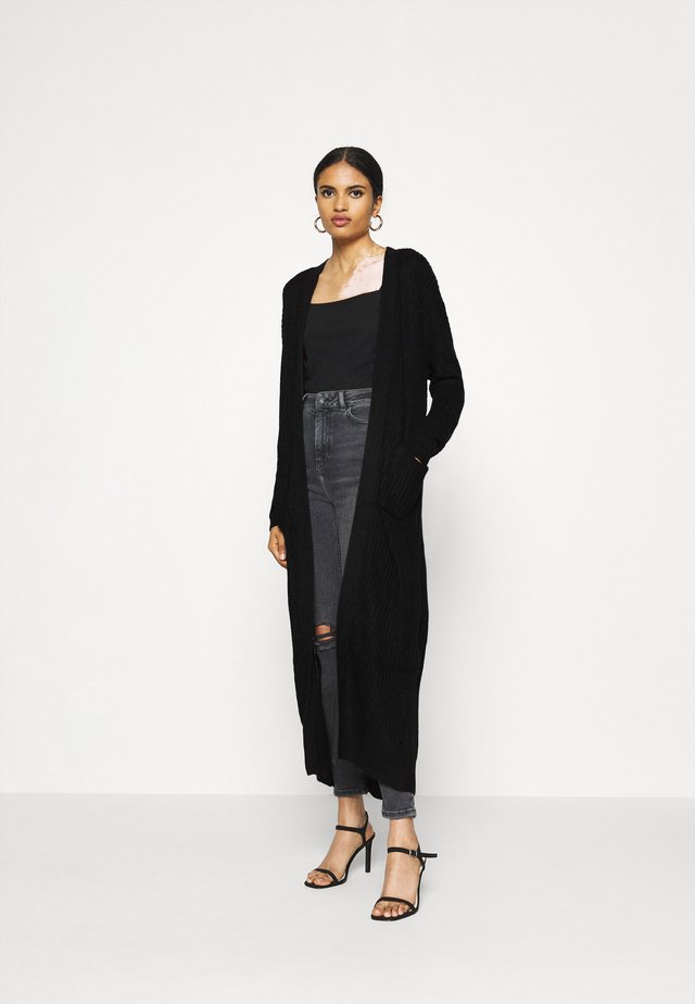 LONGLINE PATCH POCKET CARDI - Strickjacke - black