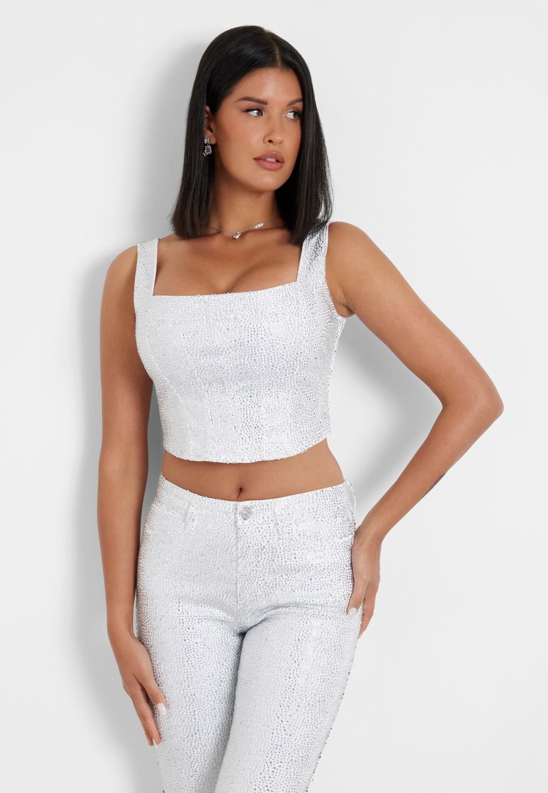 Guess STRASS - Blúz - weiß