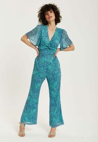 Liquorish ANIMAL PRINT KNOT FRONT  - Jumpsuit - blue