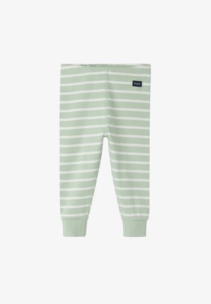 Polarn O. Pyret, ADJUSTABLE WAIST STRIPED LEGGINGS UNISEX - Leggings - Trousers - cameo green