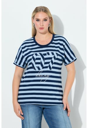 PATCHWORK STRIPED GRAPHIC TEE - T-shirts print - ink blue