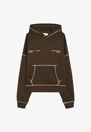 Bershka, PRINTED - HOODIE - Sweat à capuche - dark brown