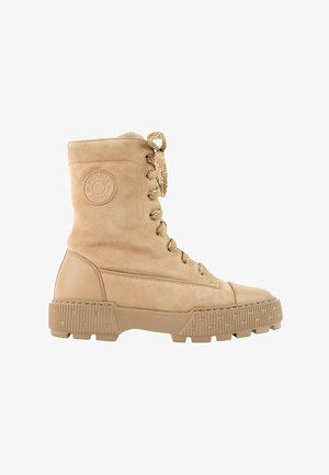 Hermès, FRESH LACE UP BOOTS BEIGE - Bottines à plateau - beige