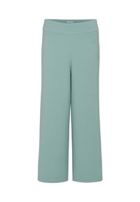 Pantalons larges en teal clair avec un tissu texturé, dotés d'une taille haute et d'une coupe lâche pour le confort et la liberté de mouvement.