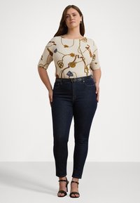 Lauren Ralph Lauren Woman PRINT STRETCH COTTON BOATNECK TEE - Print T-shirt - cream