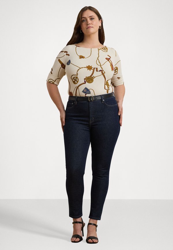 PRINT STRETCH COTTON BOATNECK TEE - Print T-shirt - cream4