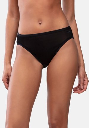 Schwarze hochgeschnittene Unterhosen aus weichem Stoff, mit einer glatten Oberfläche und minimalistischem Design ohne sichtbare Nähte oder Verzierungen.
