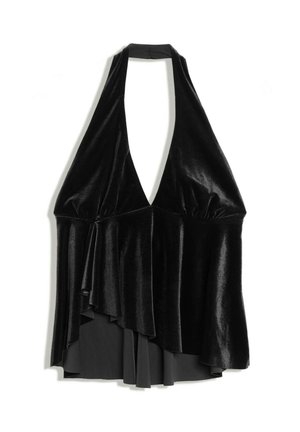 Bershka, VELVET - HALTER TOP - Blouse - black