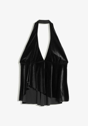 Bershka, VELVET - HALTER TOP - Blouse - black