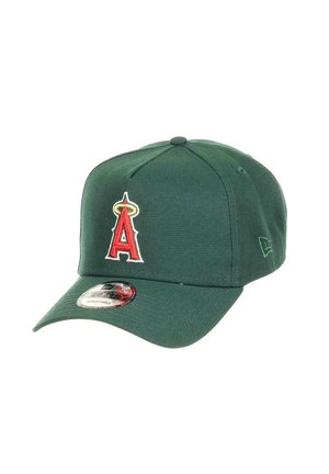 Green baseball cap with a red and white embroidered "A" logo on the front, curved brim, and an adjustable strap at the back.