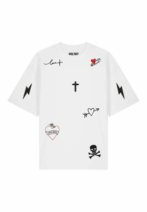 Mira Paris, TATTOO MI AMOR OVERSIZED DROPPED SHOULDER TEE 26 UNISEX - T-shirt con stampa - white
