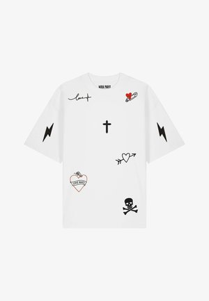 Mira Paris, TATTOO MI AMOR OVERSIZED DROPPED SHOULDER TEE 26 UNISEX - T-shirt con stampa - white