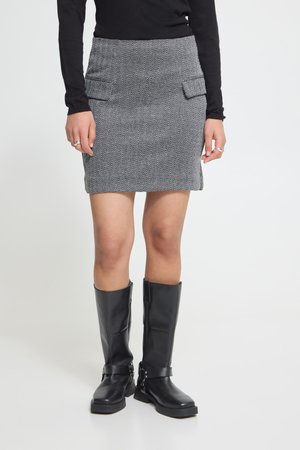 ICHI, IHKATE JACQUARD SK5 - A-snit nederdel - black white herringbone