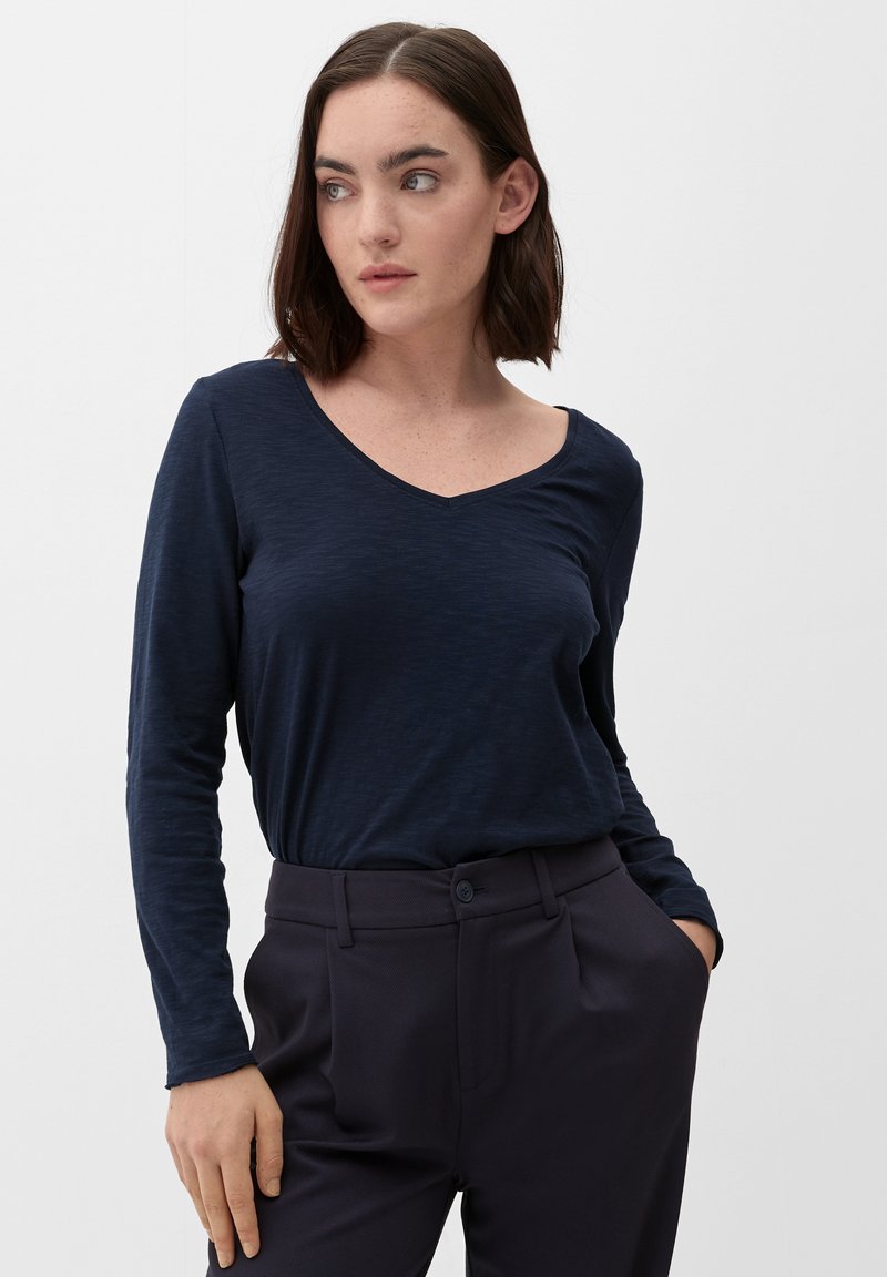 s.Oliver LONGSLEEVE MET SLUBSTRUCTUUR - Langarmshirt - navy