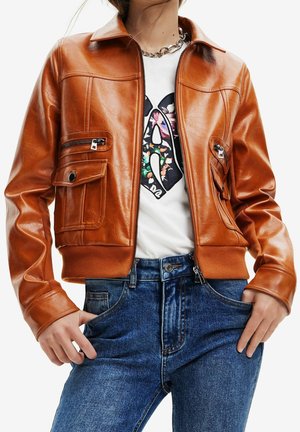 Faux leather jacket - brown
