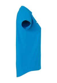 Korte mouw T-shirt gemaakt van lichtgewicht stof in een levendige blauwe kleur. Heeft een ronde hals en een rechte snit zonder patronen of accenten.