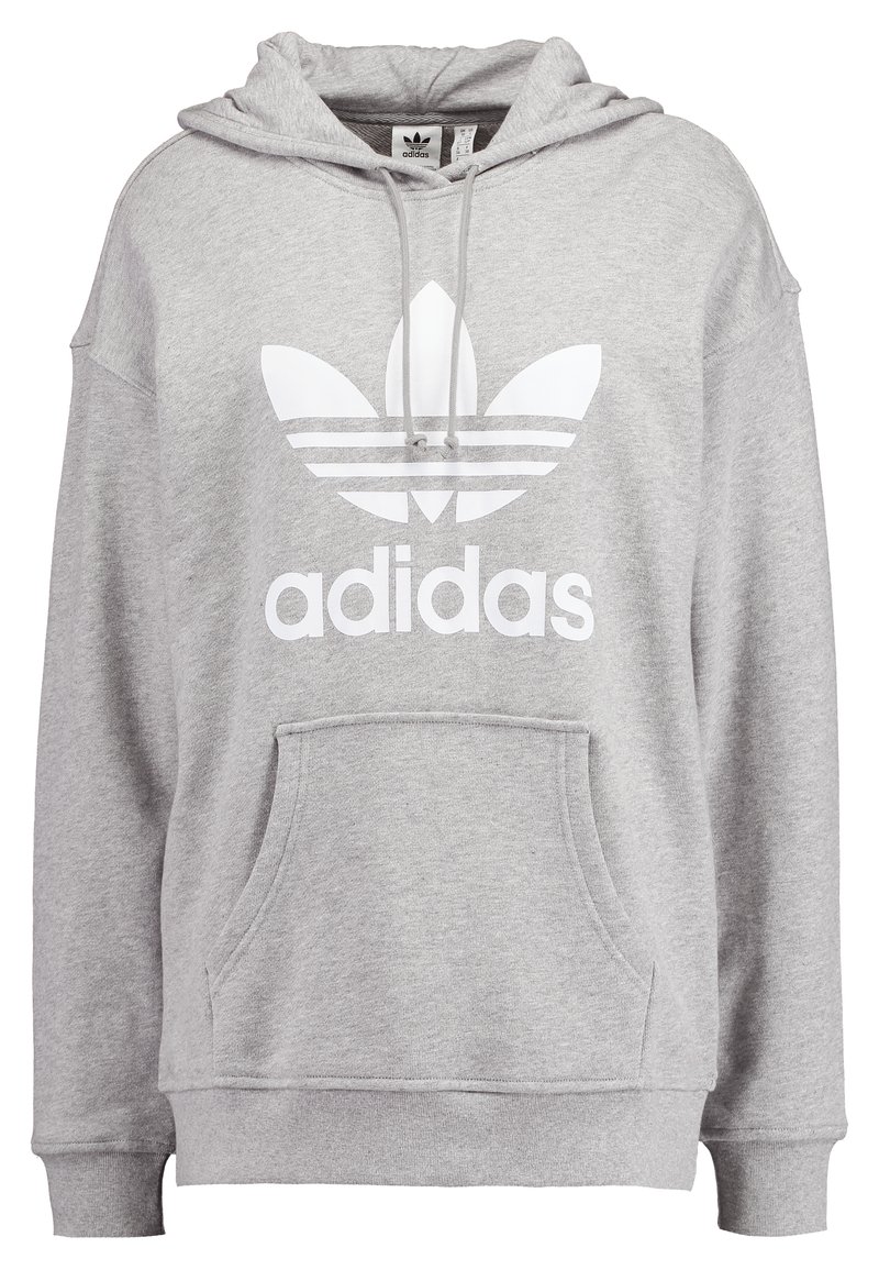 adidas trefoil hoodie grey