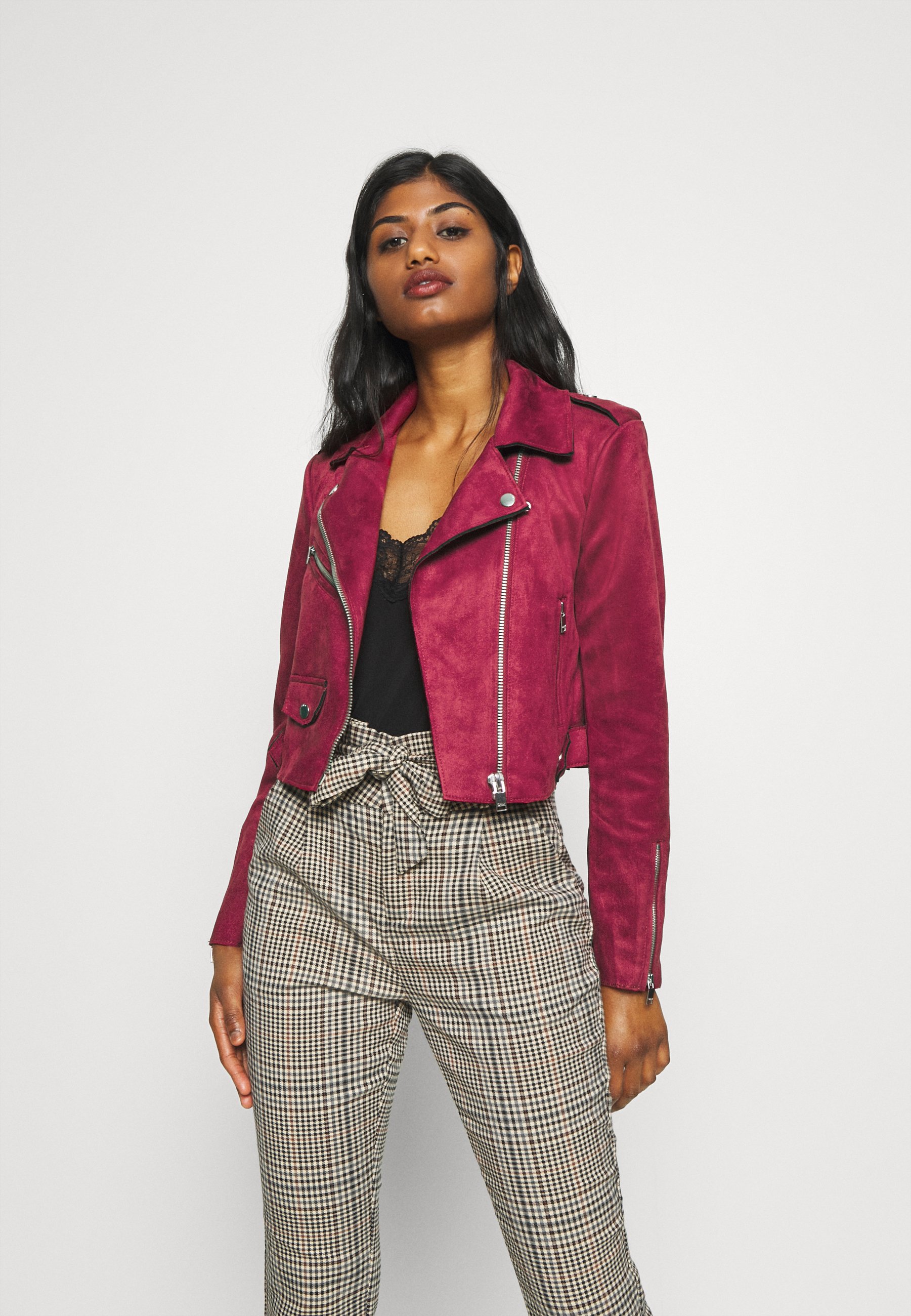 petite red leather jacket