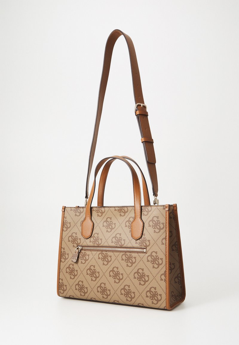Buy Guess Izzy Status Logo Detailed Satchel Bag In White | 6thStreet