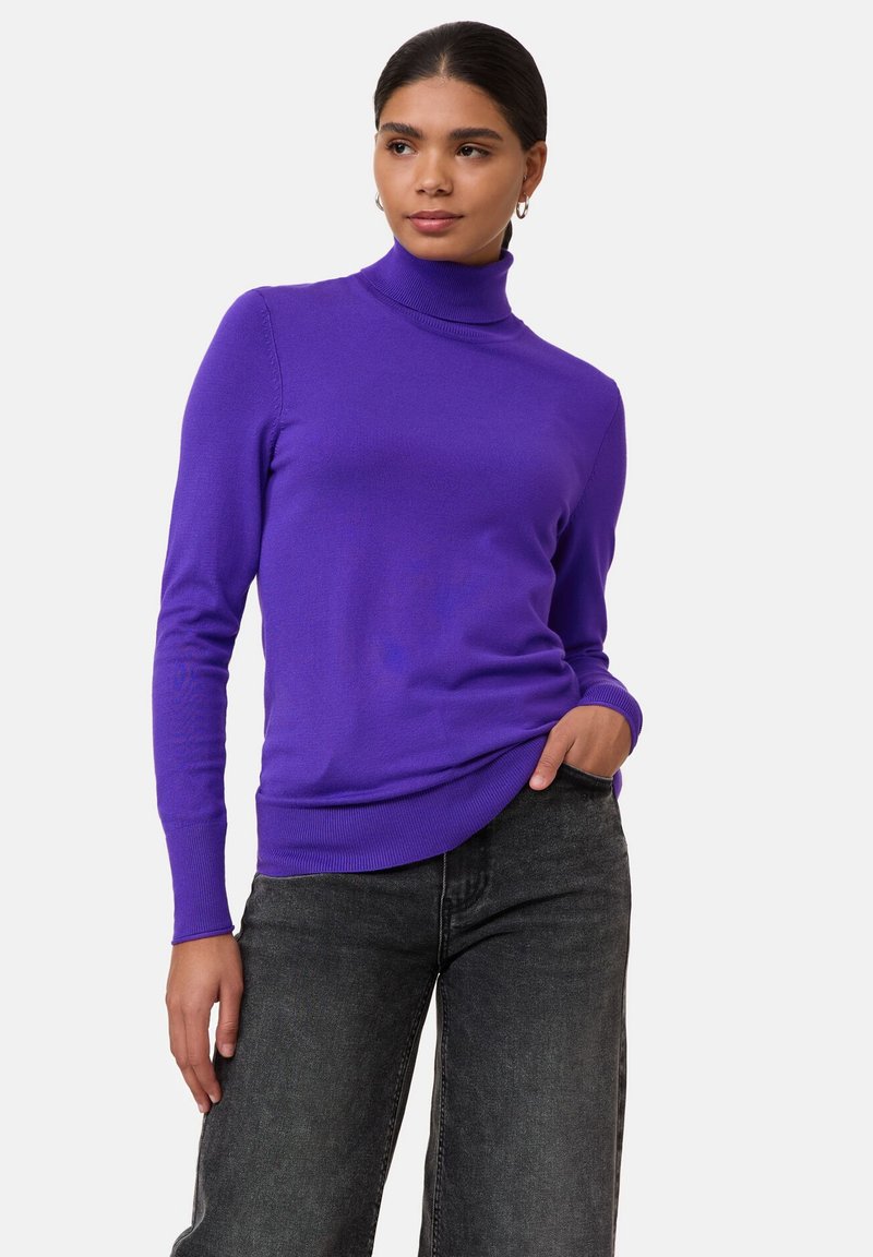 Taifun LANGARM RUND BASIC MIT ROLLKRAGEN - Strickpullover - bright violet