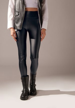 Calzedonia LEATHER EFFECT - Leggings - black