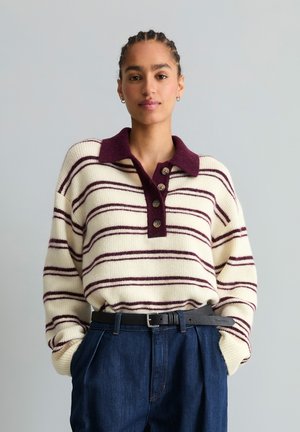 Marc O'Polo DENIM, KNIT POLO PULLOVER LONGSLEEVE - Strickpullover - bright yellow