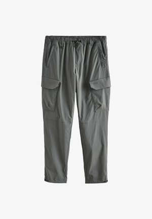 Hallide hallid cargo püksid elastse vöökoha, mitme tasku, kitsenevate jalgade ja sileda tekstuuriga, on loodud mugavuse ja funktsionaalsuse tagamiseks.