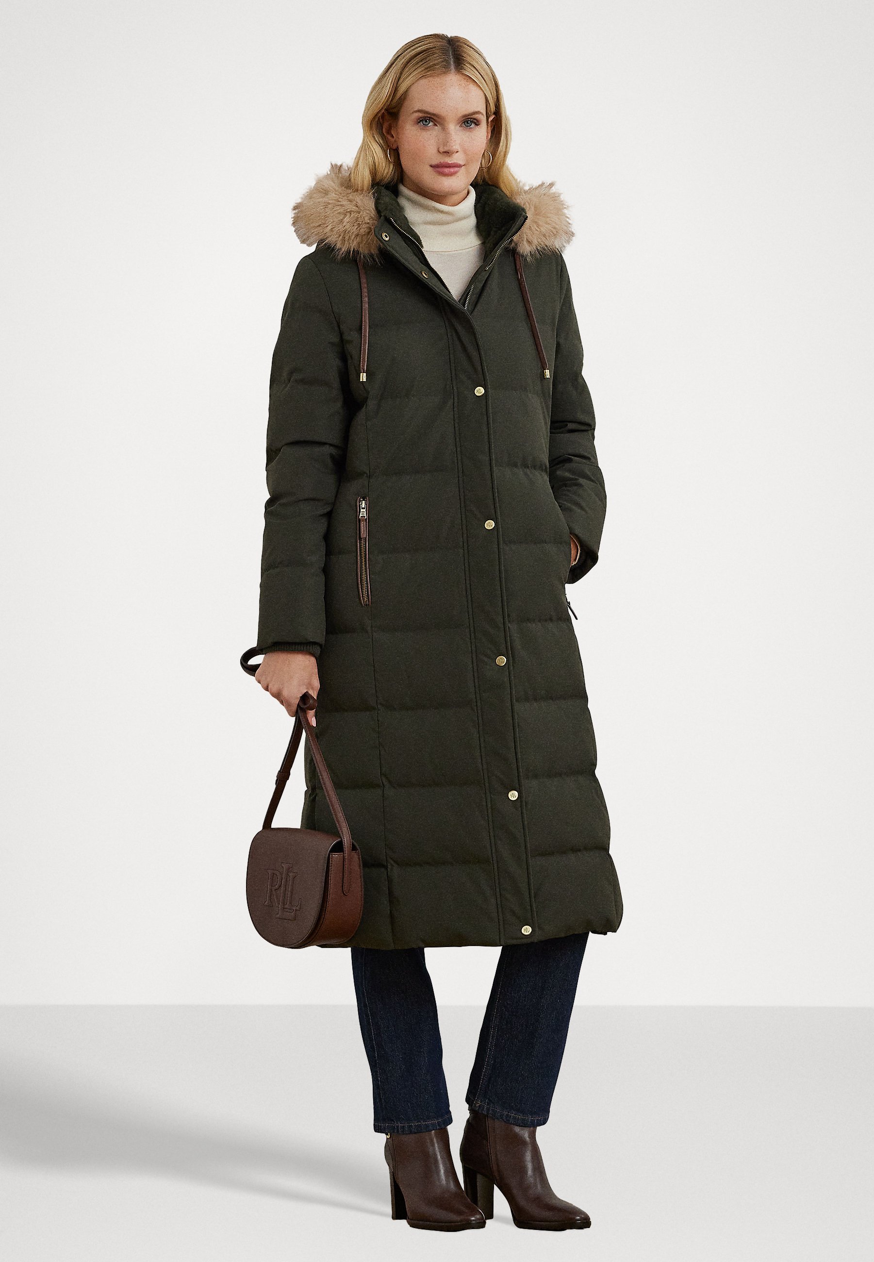 セール！Ralph Lauren Faux-Fur-Trim Hooded Jacket down coat Lauren Ralph Lauren Women's Maxi Faux-Fur-Trimmed Hooded