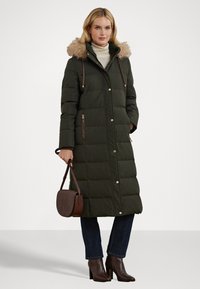 Lauren Ralph Lauren FAUX-FUR-TRIM HOODED DOWN COAT - Dūnu mētelis - loden
