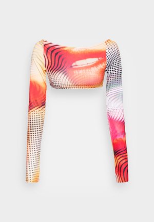 BACKLESS LONG SLEEVE LIPS PLACEMENT - Camiseta de manga larga - orange/red/multi