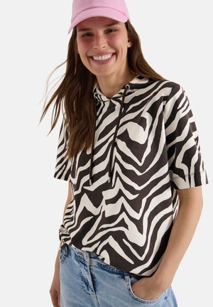 Cecil, KURZARM SHIRT MIT KAPUZE UND STRUKTUR - T-shirt imprimé - brown cacao