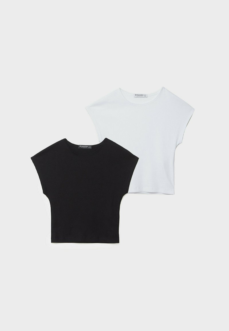 Haut Tunique Stradivarius Coton Blanc Avec Motifs Et Message - Taille M Neuve Avec étiquettes
