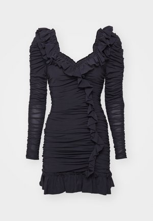 ROUCHED LONG SLEEVE MICRO MINI DRESS - Koktailové šaty/večierkové šaty - graphite
