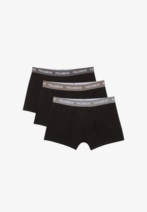 Sorte boxer briefs i en pakke med tre, med grå elastisk talje med "PULL&BEAR" branding. Fremstillet af blødt, strækbart bomuldsstof.