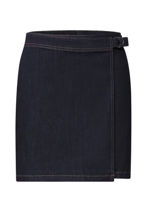 Street One, KNIEFREIER DENIM ROCK IN WICKELOPTIK - Wikkelrok - rinse blue washed
