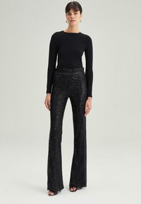 Touché Privé HIGH WAIST SEQUIN  - Nohavice - black